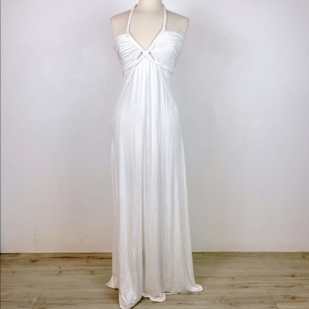 SKY white braided halter MAXI dress. M. New with Tags. Never worn.